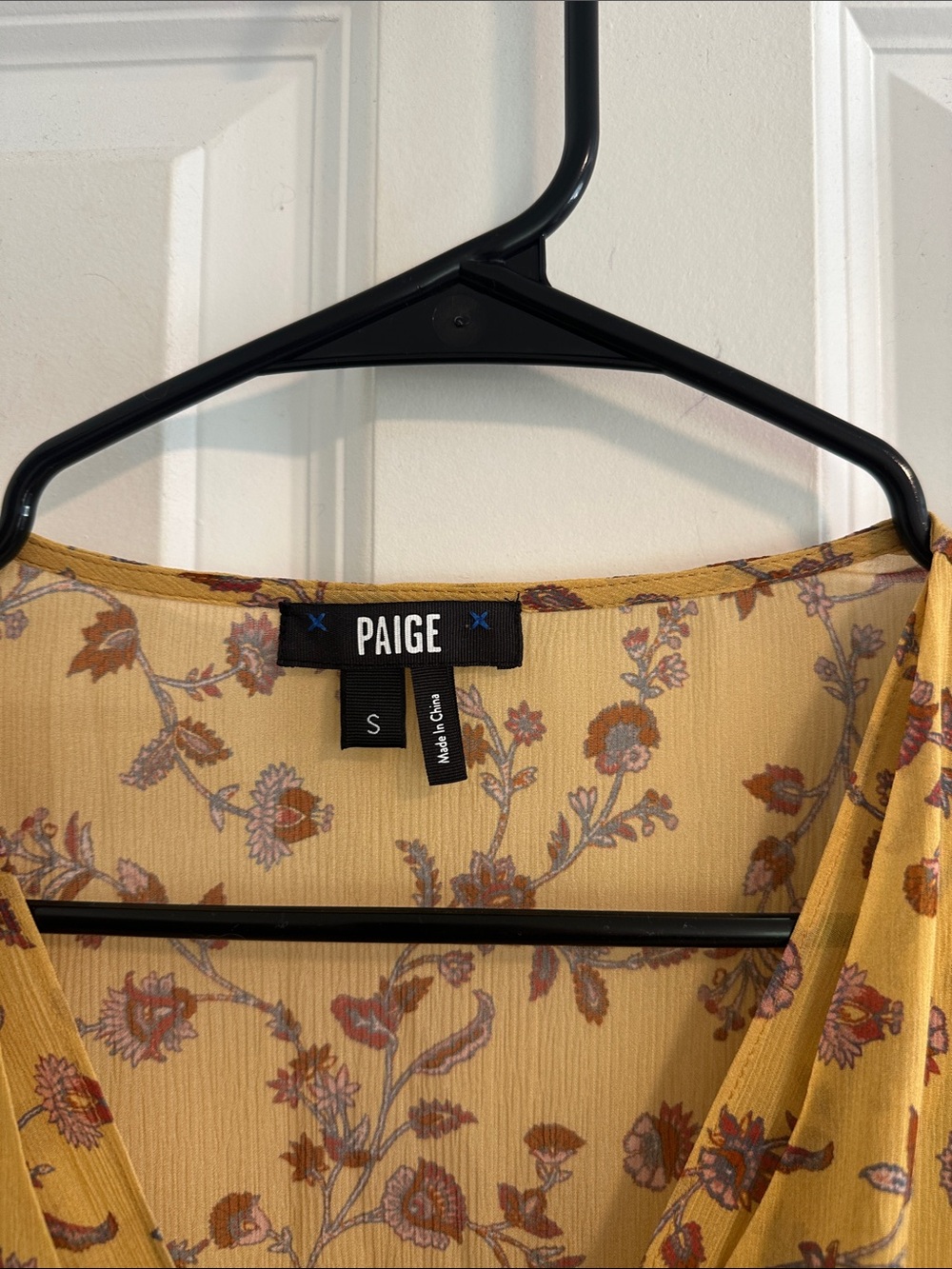 NWOT Paige Trista Silk Blouse in Tumeric Floral size S - Picture 6 of 12